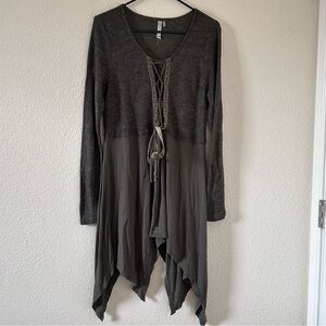 Monoreno Women’s Peasant Tunic Dress Medium Olive Green Peasant Prairie Stretchy